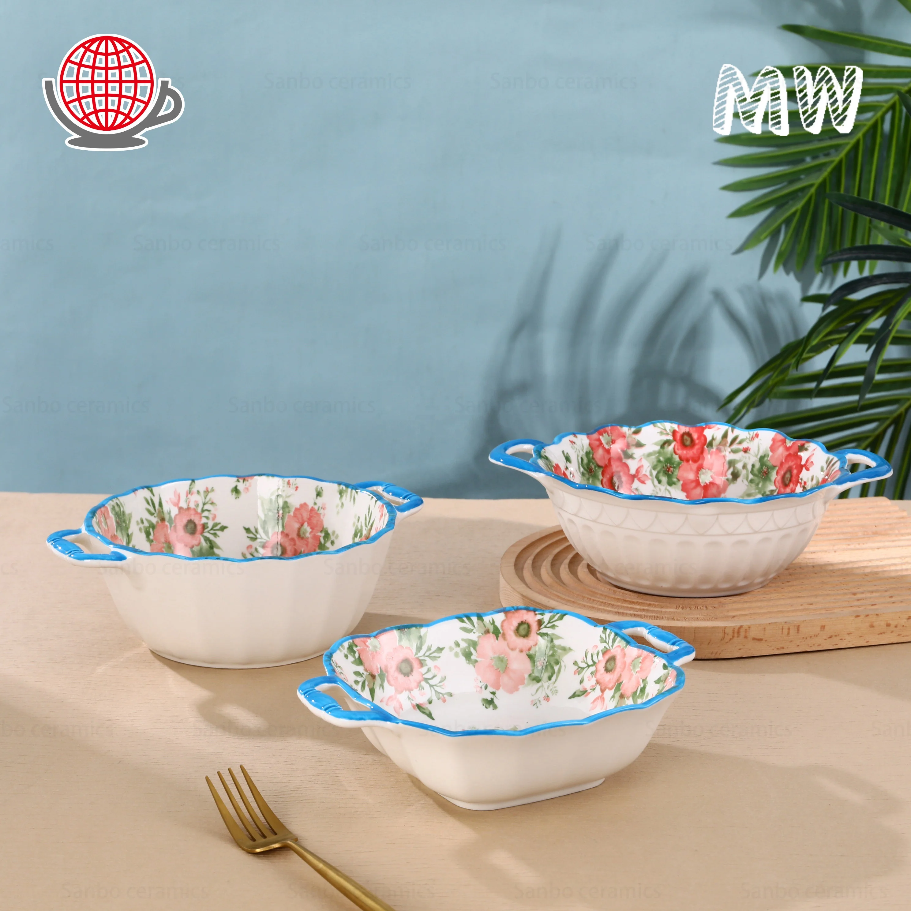 Factory Wholesale Machine Printed Dinnerware Set Fine Floral Ceramic Dinner Plate Hot Sell Decal Ceramic Tableware For Party