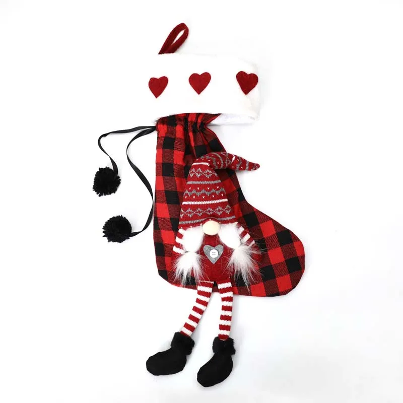 Hot Sales Fireplace Hanging Christmas Stocking In Bulk Promotional Hidden Face Xmas Gift Bag