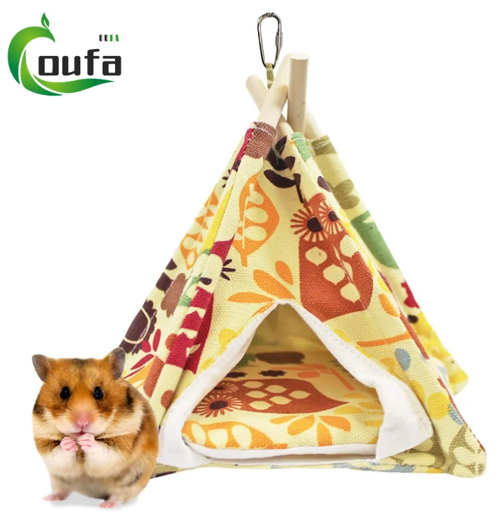 Hot Sale Small Animal Plush Hut Hamster Bird Hanging Cage Tent Bed Bunk Toy Parrot Hammock