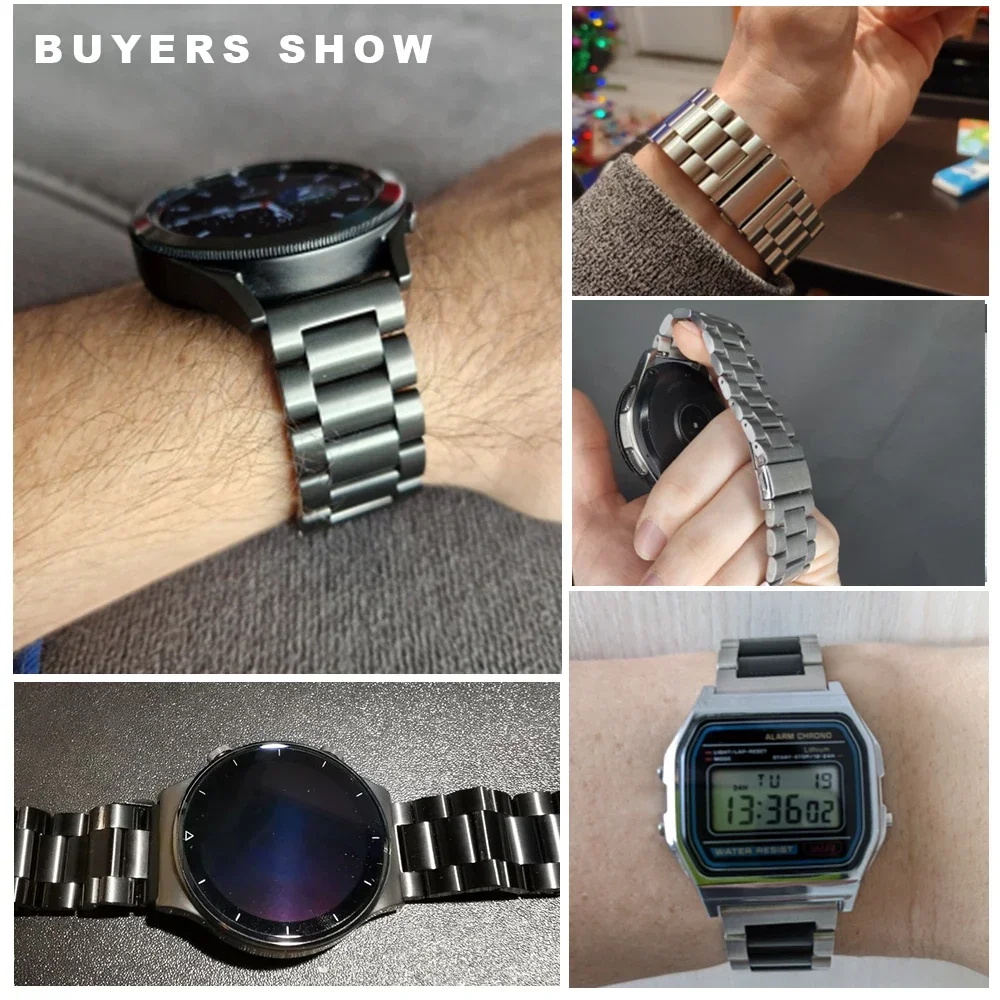 CAOWTAN Stainless Steel watchband 22mm 18mm 24mm 20mm Watch Band Strap For Samsung Galaxy 3 Watch 42 46mm GEAR S3 Active Classic