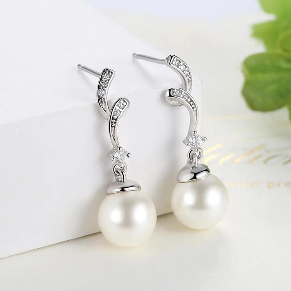 Korea popular jewelry S925 sterling silver stud temperament pearl silver earrings