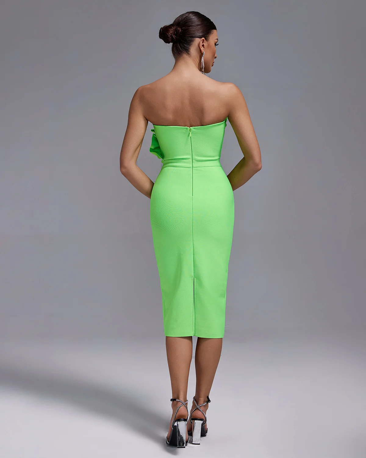Ocstrade Hot Selling Off Shoulder Backless Elastic Bodycon Solid Cocktail Dress Sexy Strapless Pleated Mint Green Bandage Dress