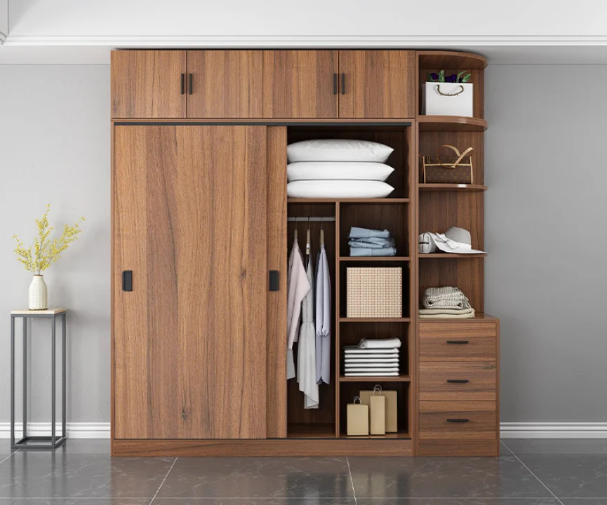 Northern Europe wooden sliding door household bedroom locker large wardrobe for rent