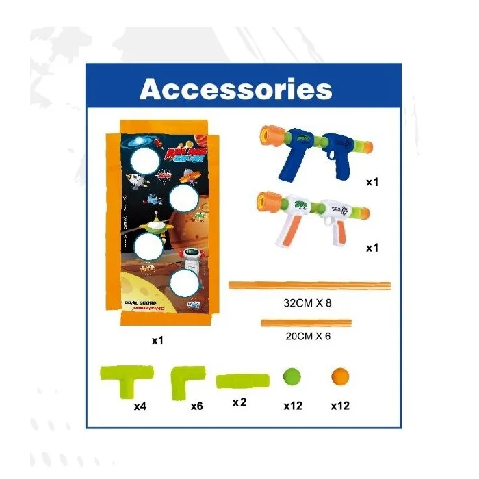 2 In 1 Space Flying Saucer Soft Bullet Air Soft Bullets Shooting Gun 2 Players Fighting Outdoor Toys For Kids