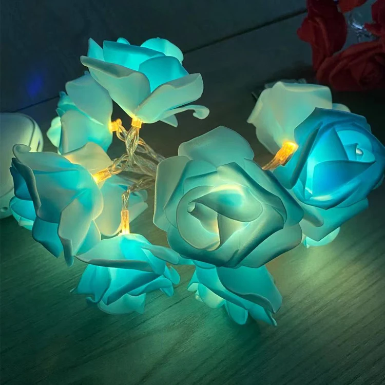 High quality Blue Led Rose Flower Fairy String Light For Wedding Party Decoration Favors