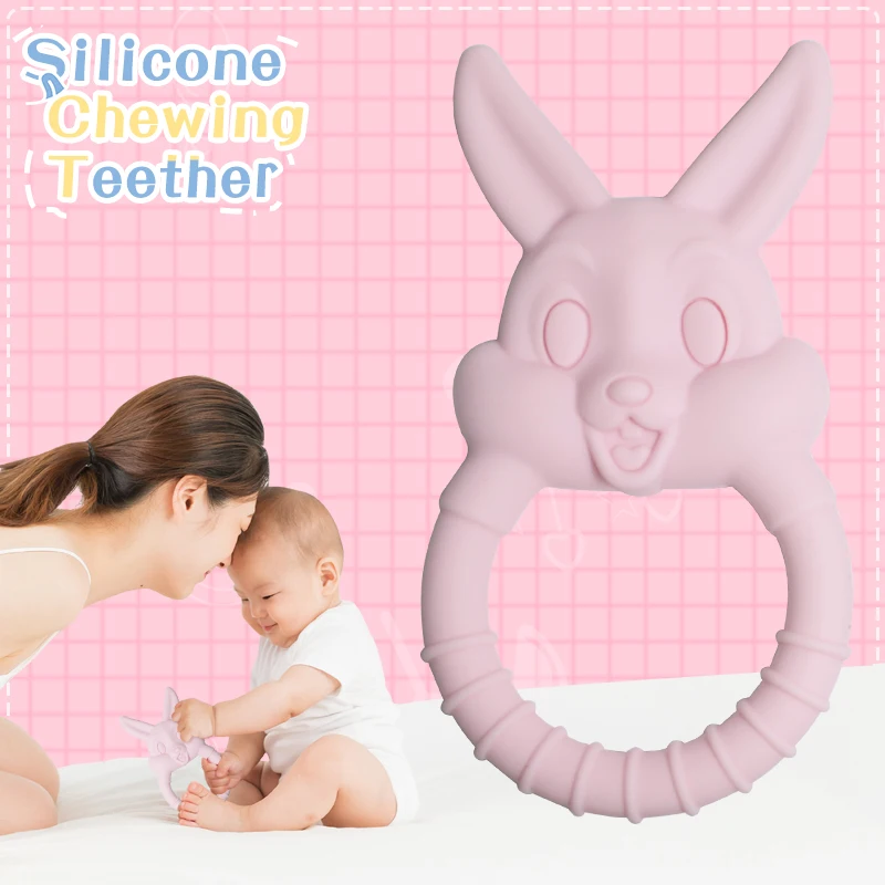 Rabbit Shaped Silicone Teether Necklace Pendant Eco-friendly Animals Diy Necklace Pendant Baby Teether