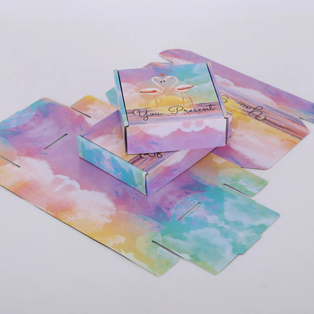 Custom Logo Printing Flat Pack Paper Packaging Box Corrugated Carton Cardboard Die Cut Folding Kraft Mailer Shipping Mailing Box