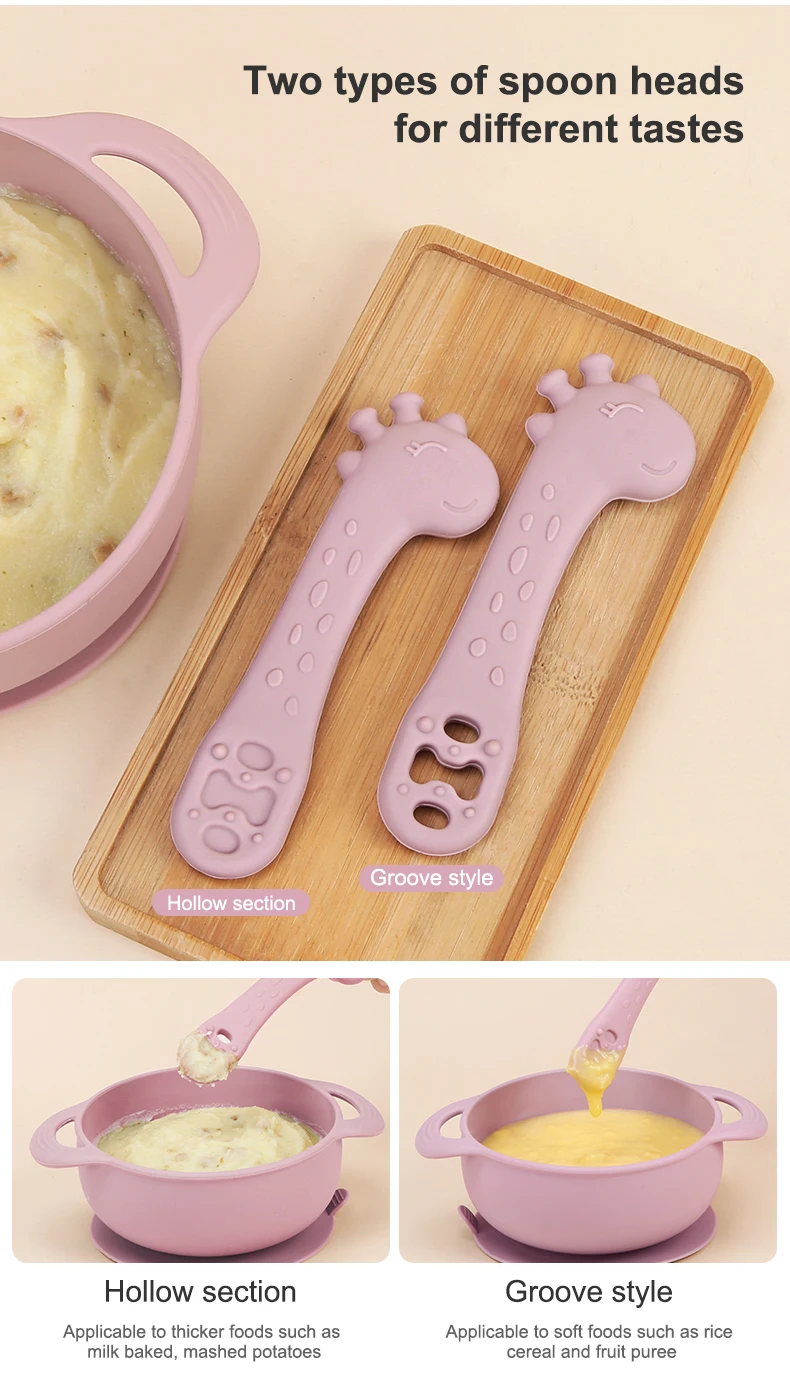 Bpa Free Hot Selling New Arrival 2024 Food Grade Silicon Utensils Toddler Soft Feeder Set Training Baby Spoon for babeis