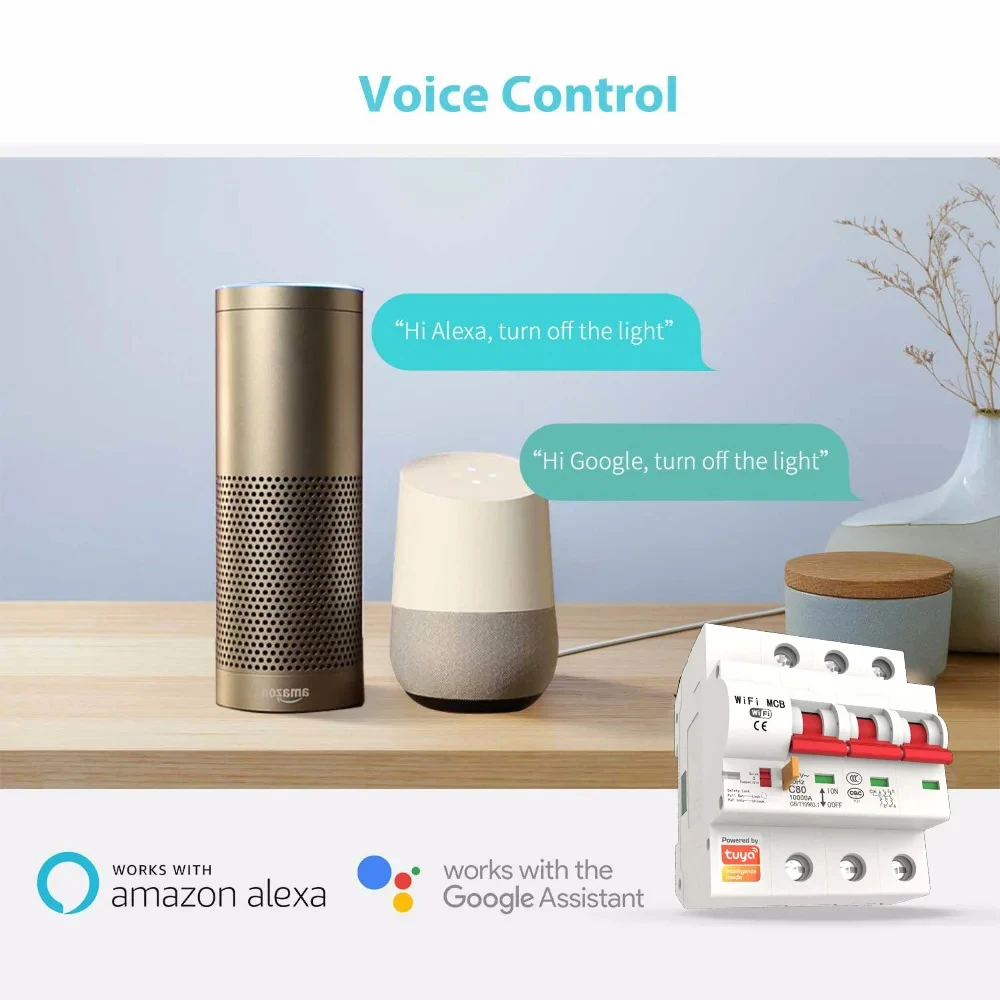 Tuya Smart 3P 16A-125A Remote Control WiFi Circuit Breaker/smart Switch/ Intelligent Automatic Recloser Alexa Google Compatible