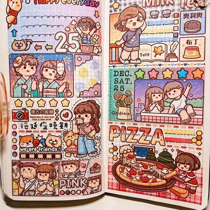 Small hemp potato cartoon thumb girl tape Nutcracker Hand Account Material Sticker DIY hand account tape