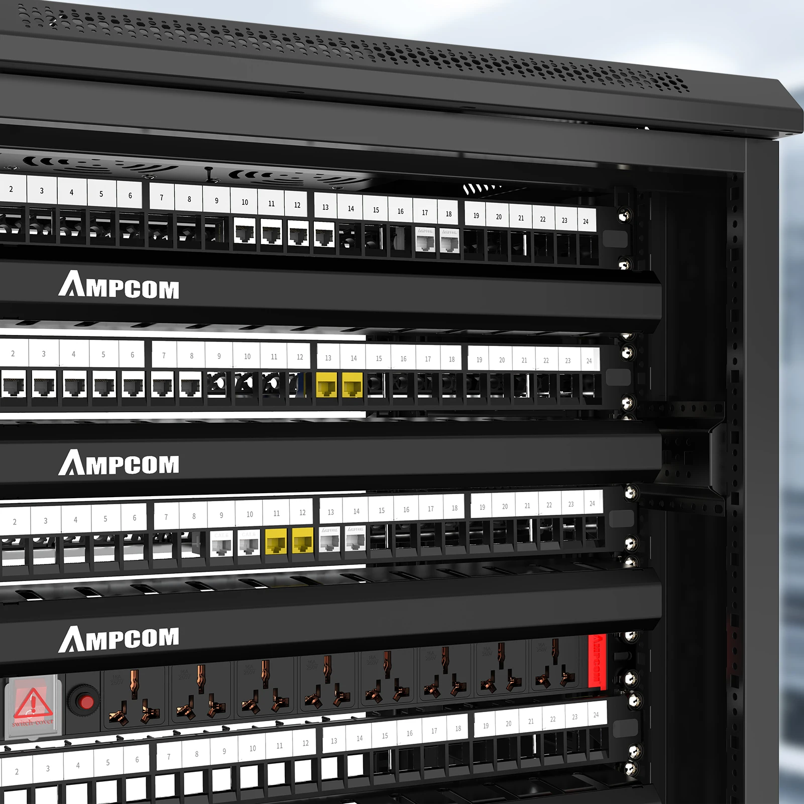 Патч-панель AMPCOM 1U с 24 портами 19