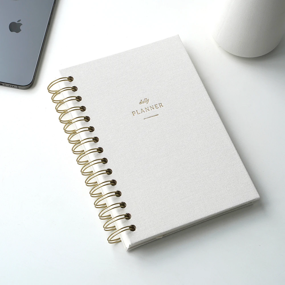 Wholesale Custom High Quality Linen Logo Diary Spiral Printed Journal Hard Cover Strawberry Goose Planner