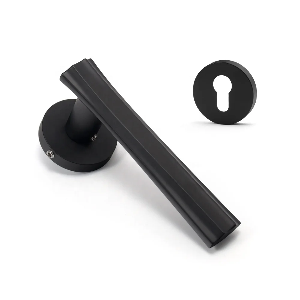 YONFIA 8193R01 house solid zinc alloy matte black interior door handle bathroom lever door lock handle black for wood door