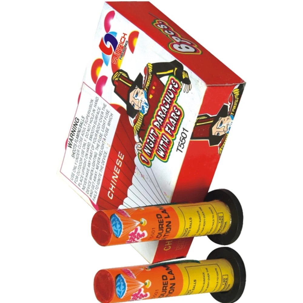 SHT5501 1 Night parachute with flare fuegos artificiales fireworks for Christmas and kids