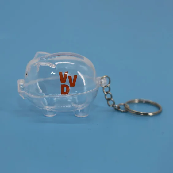 Custom Logo Promotional Piggy Bank with Key Ring Mini Money Saving Coin Box Pig Shape Keychain