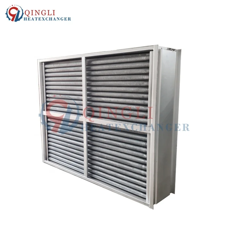 Industrial hot water to heating air heat exchanger with fan