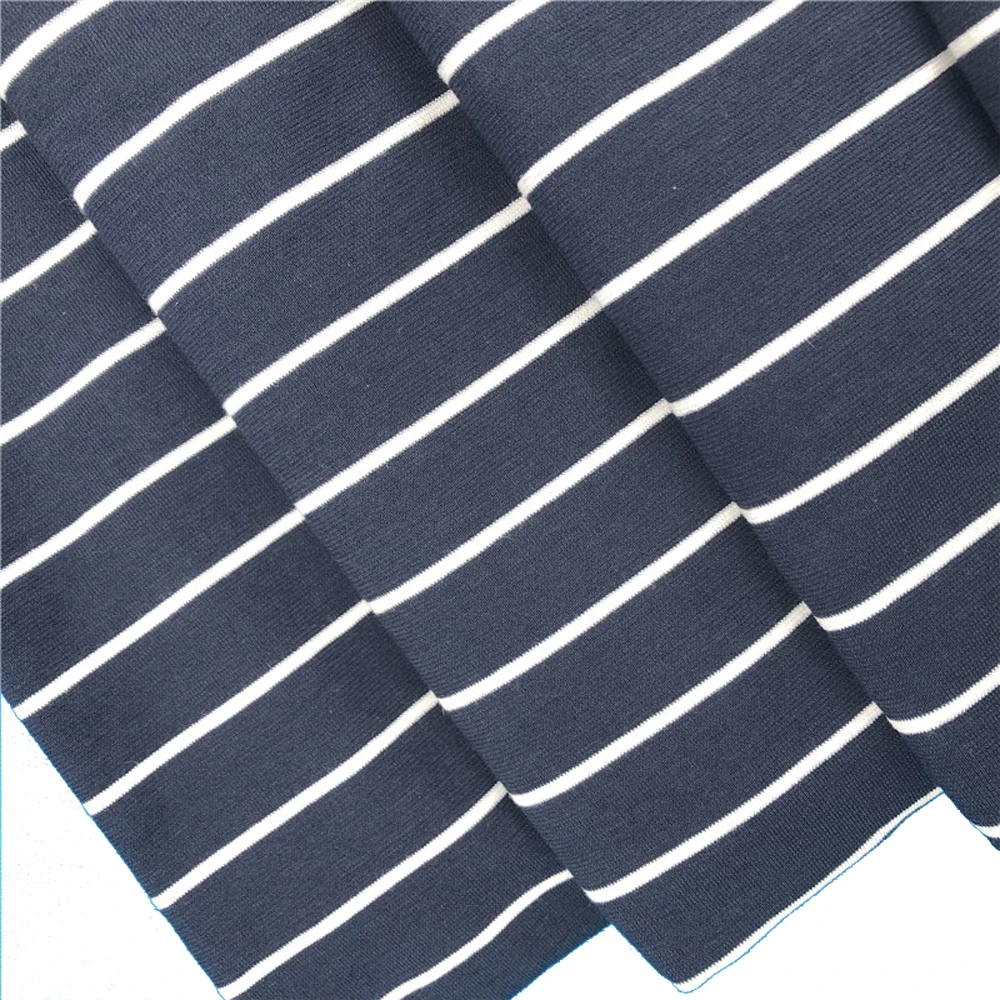 95%Combed Cotton 5%Spandex Yarn Dyed Stripe High Twist  Jersey fabric with Stretch