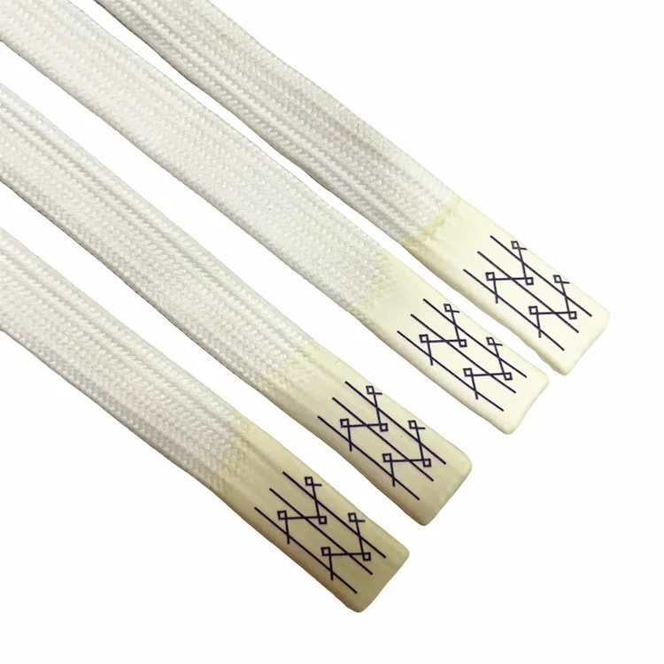 wholesale polyester hollow flat hat rope heat print logo drawcords with silicone head