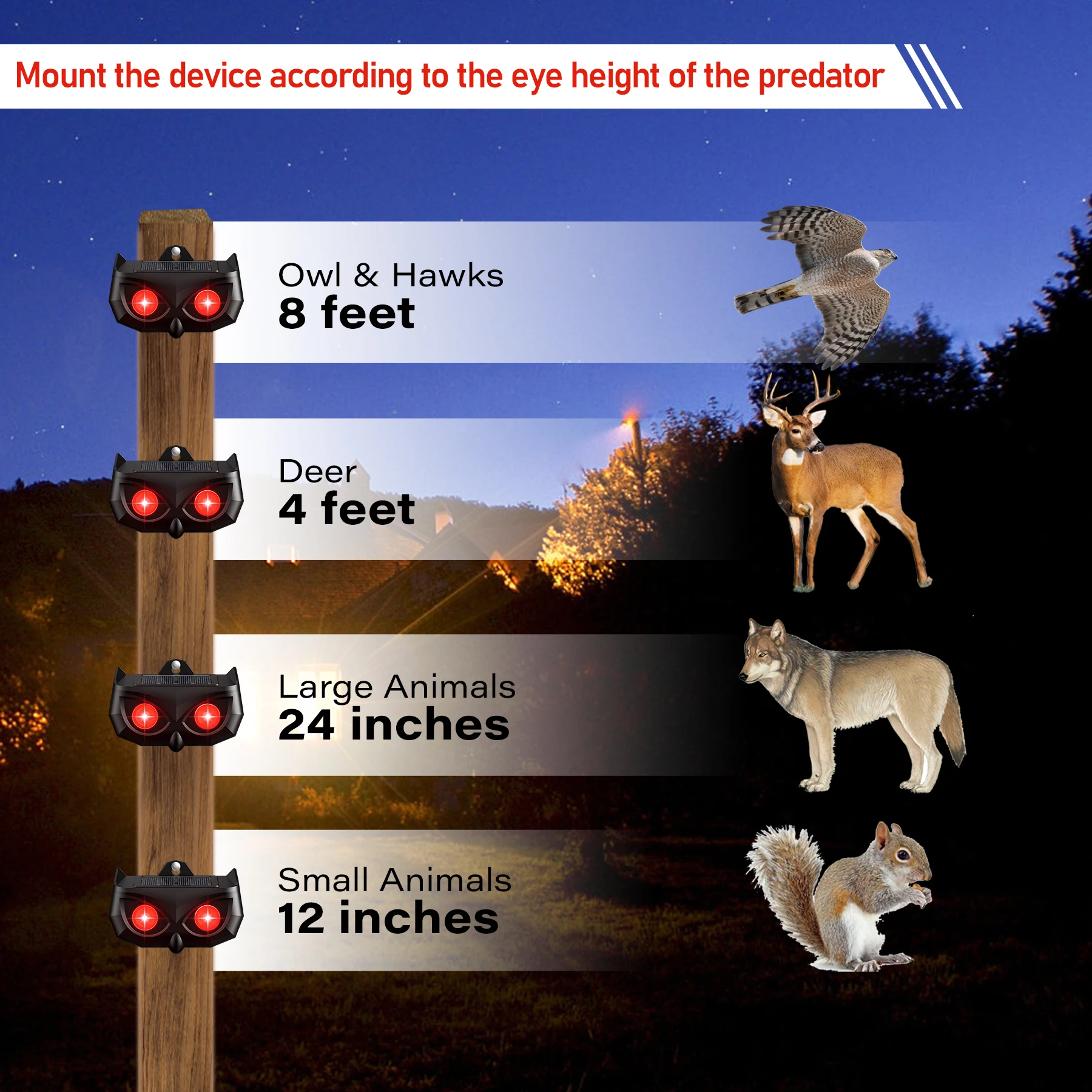 Animal Repeller for Skunk Solar flame Light Outdoor Animal Deterrent Devices Nocturnal Animal Repeller