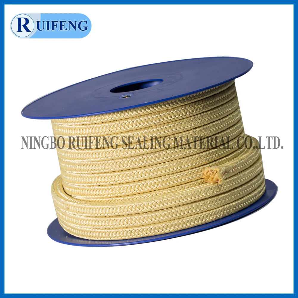 Kevlar  PTFE braided square gland Packing with  aramid in corner