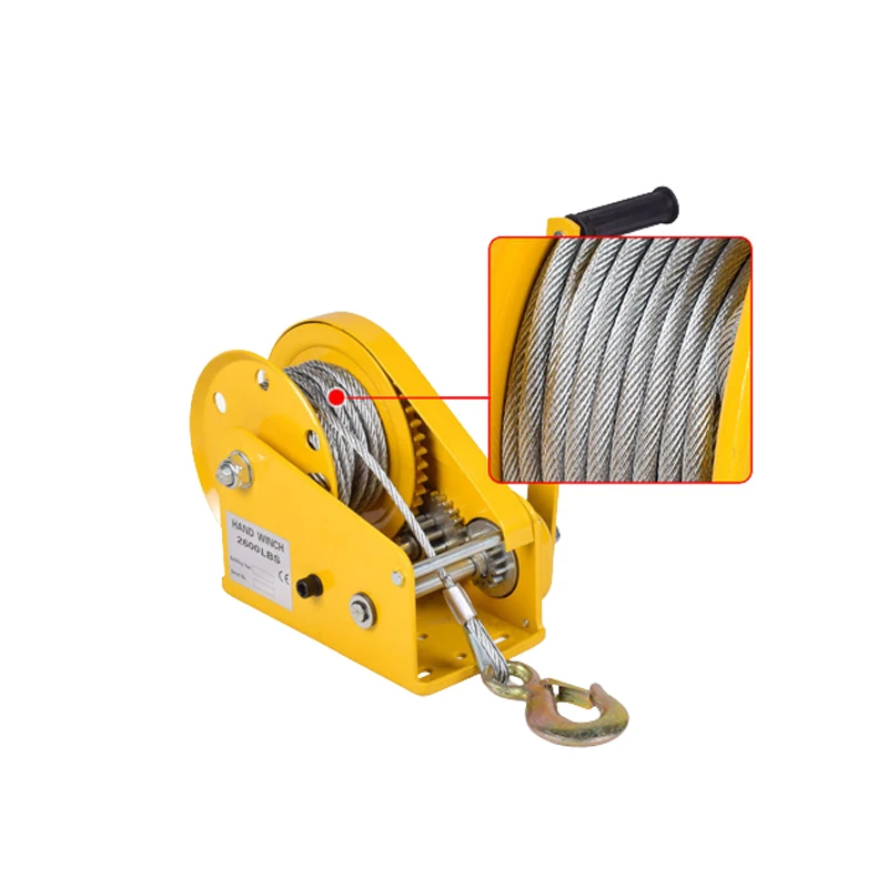 Heavy Duty 2600 lb Manual Hand Winch with Wire Rope