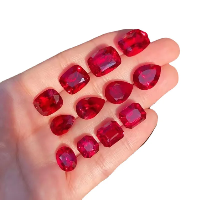 AGL Certified 5A Grade Lab Grown Ruby Emerald Cut Pear Cut Fine Jewelry Synthetic Moissanite Stone Loose Ruby