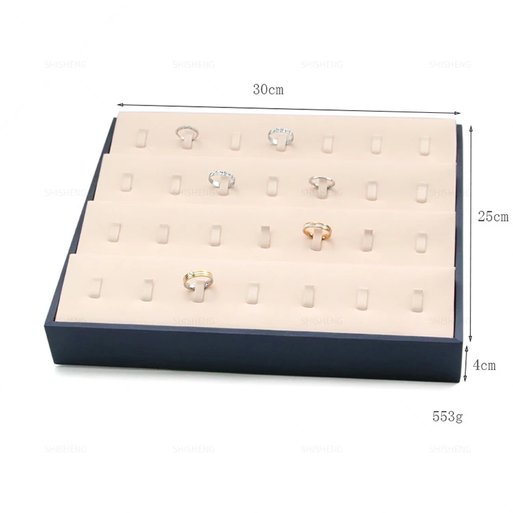 SHI SHENG Wholesale Custom Ring Pendant Necklace Jewellery Packaging Trays Pu Leather Stackable Jewelry Display Tray