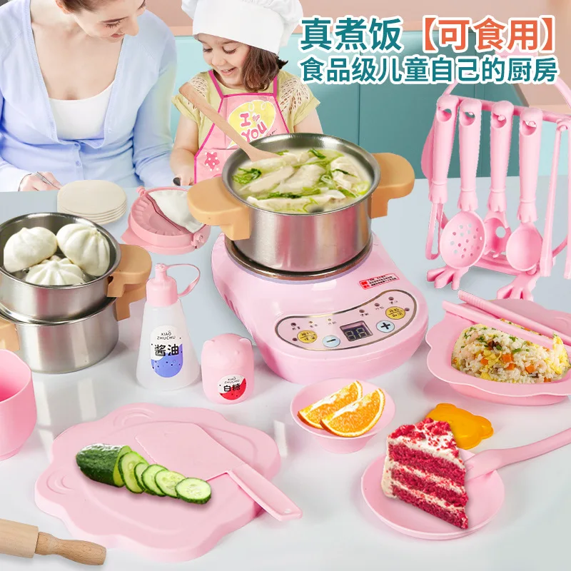 Hot sale Cooking Set Toys Pretend Play Toys Indoor Home Play DIY Real Mini Cook Kitchenware Play Kitchen Toys for Girls Kids
