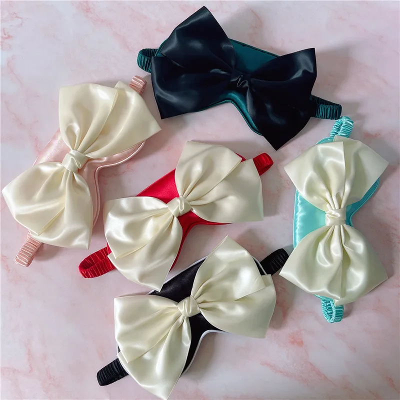lovely Big Bow Silk-like Eye Mask Breathable Shade Face Wash Hair Hand Dual Purpose Hair Accessory Eye Mask
