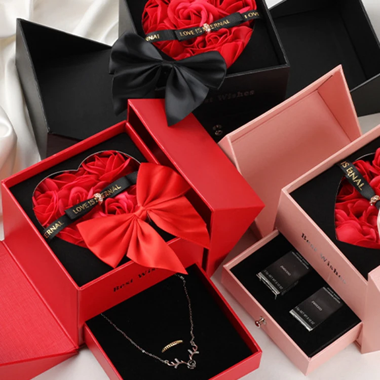 Luxury Cardboard Paper Flowers Packaging Box Gift Packaging Flower Boxes for Flower Rose with Drawer