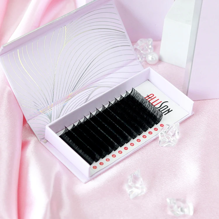 Allison Korean Pbt Material Individual Eyelash Extension Matte Black Private Label Custom Packaging Eyelash Extension