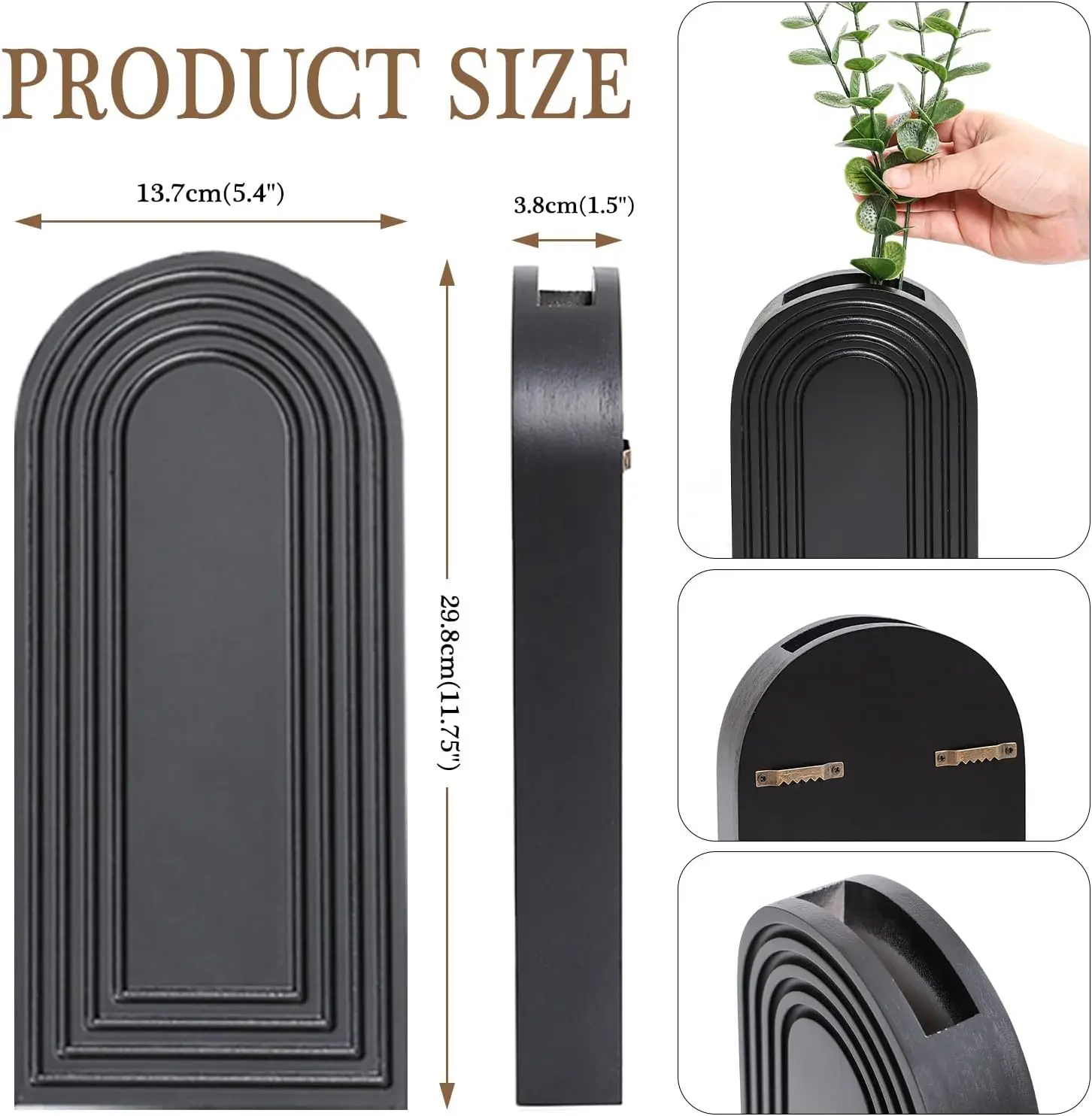 2 Pack Modern Farmhouse & Boho Wood Wall Vase for Entryway Hallway & Bathroom Decor Home Decor Modern Wood Art