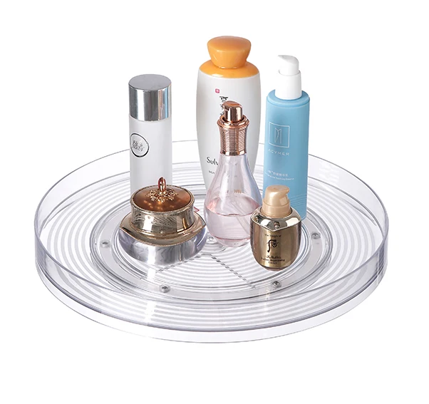 Lazy Susan, Bathroom Storage Tables Makeup Stations Dressers Plastic Spinning Turntable Storage Tray Rotating Organizer