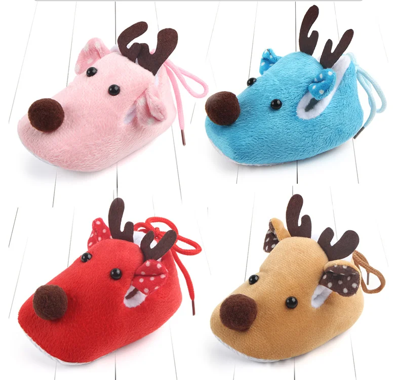 
Рождественская обувь для новорожденных, обувь для детской кроватки с рождественским оленем, теплая Нескользящая хлопковая обувь с мягкой подошвой, подарок Санте  (62261688685)