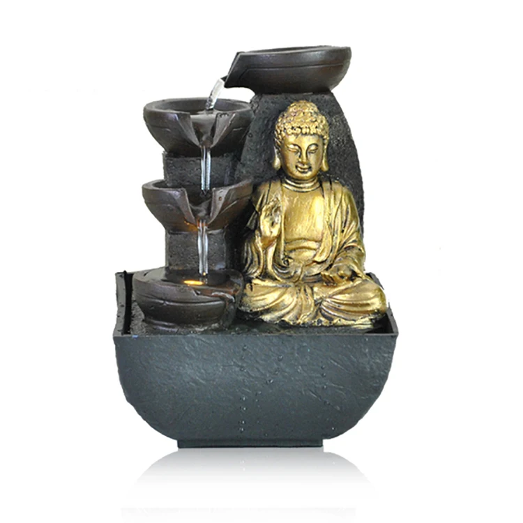 
Best Selling decorative god craft tabletop resin small fountains buddha 