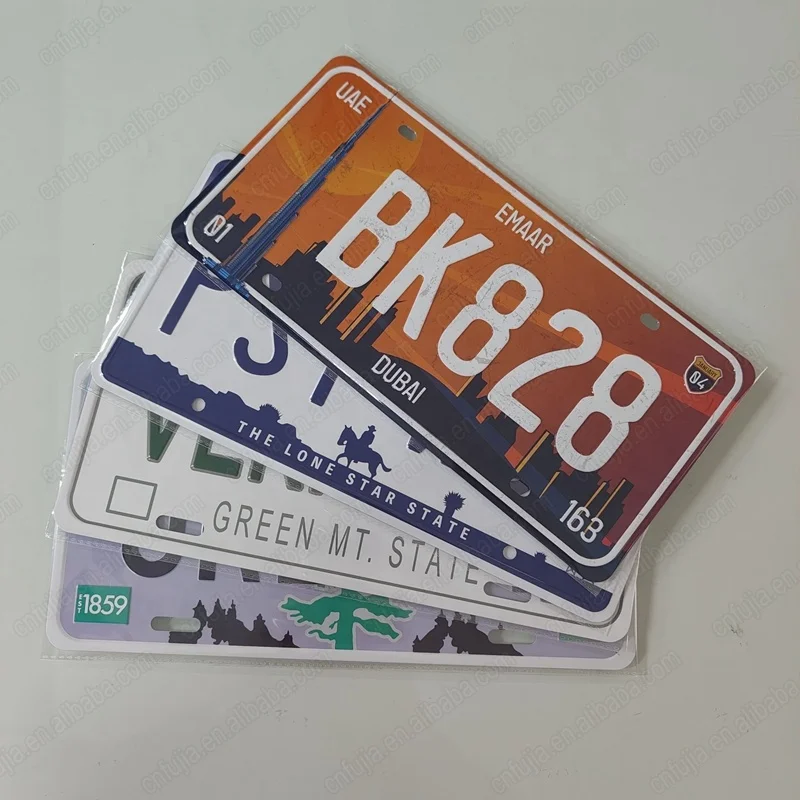 Home Wall Decor Souvenir Embossed Aluminum Metal Car License Plate