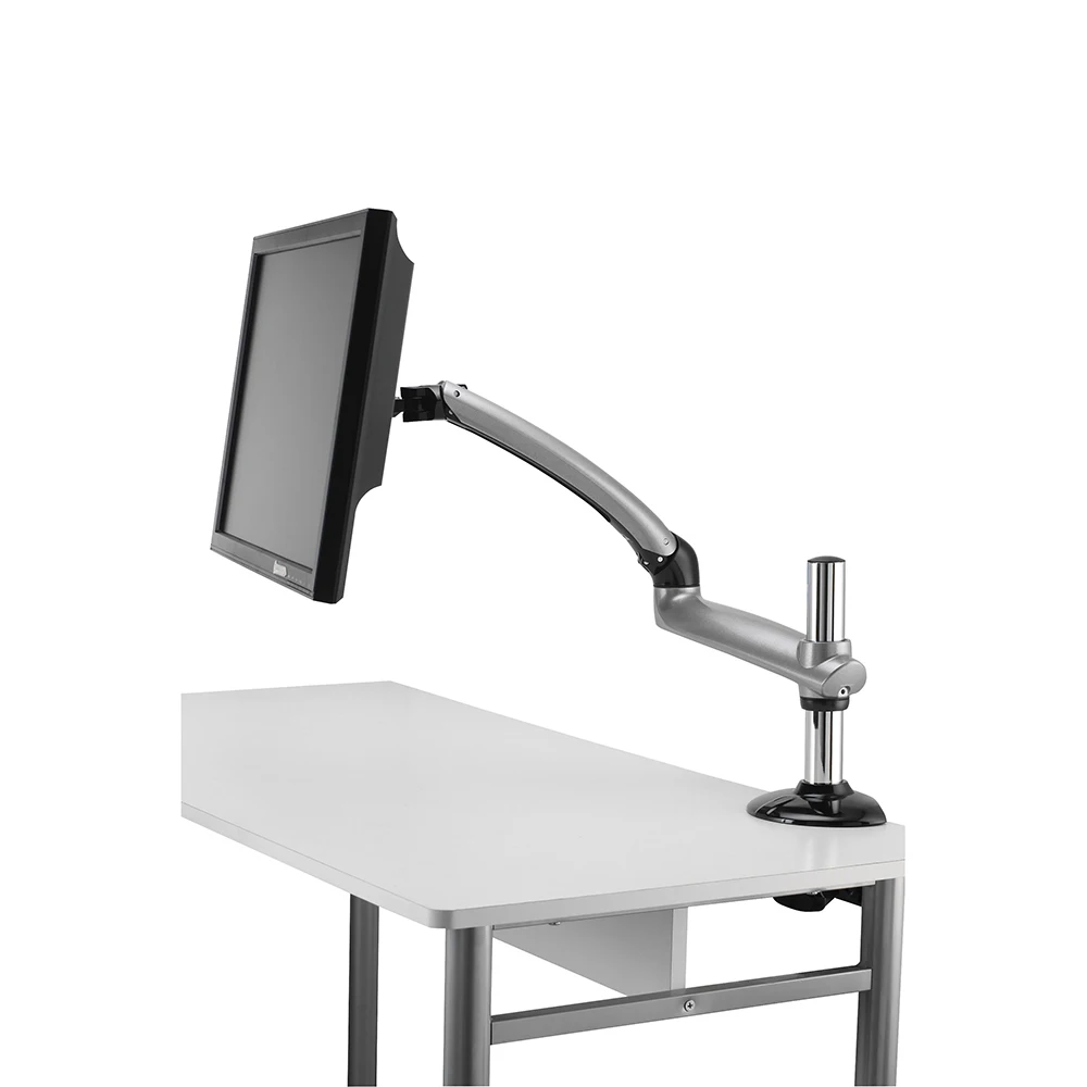 Silver Single Desk Mount Full Motion Monitor Bracket for 27 Inches LCD screen, Incoterms DAP