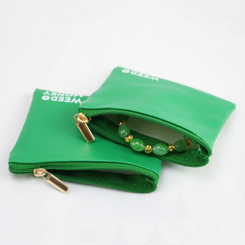Custom cheap faux synthetic pu leather bags pouch for cosmetic jewelry packaging with zipper close