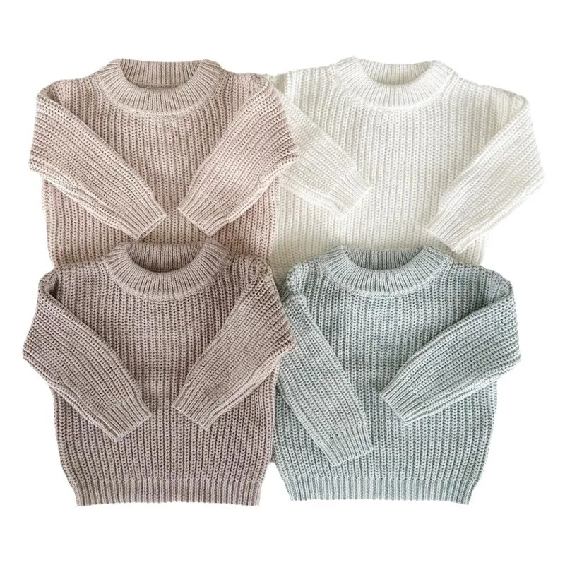 Long Sleeves Loose Children Kids Knitting Pullover Cotton Baby Boys Girls knit Sweater Toddler Jumper