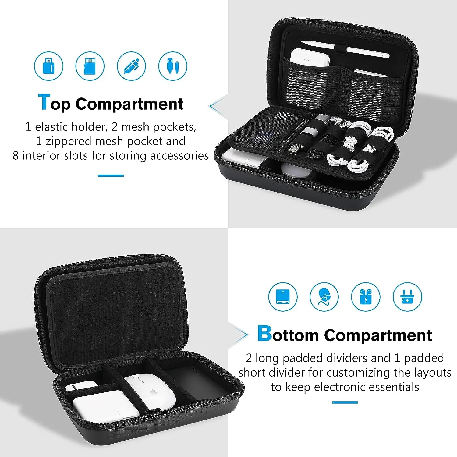 Custom EVA Hard Electronics Case Gadgets Storage Cable Organizer Pouch Digital Gadget Mobile Phone Power Bank Usb earphone Bag