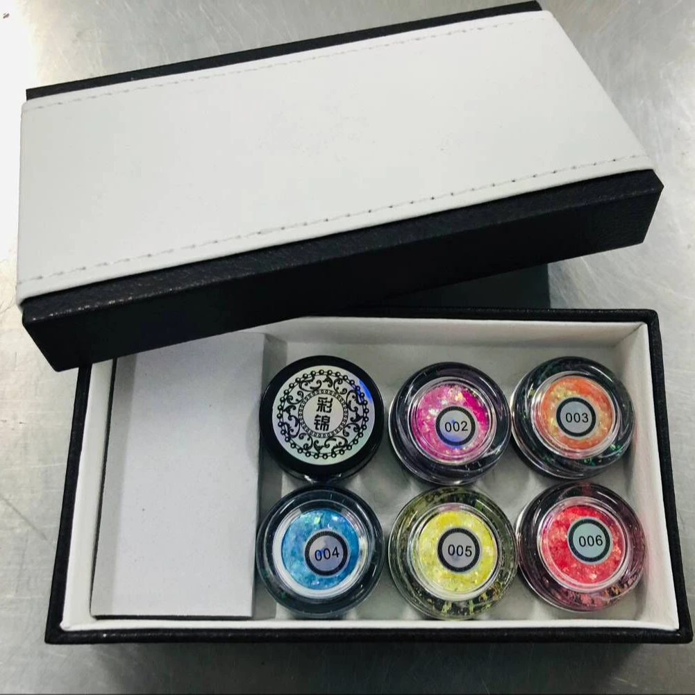 QSHY Wholesale Custom Logo Colorful Brocade Shiny Holographic Sequins Glitter Powder For Nail