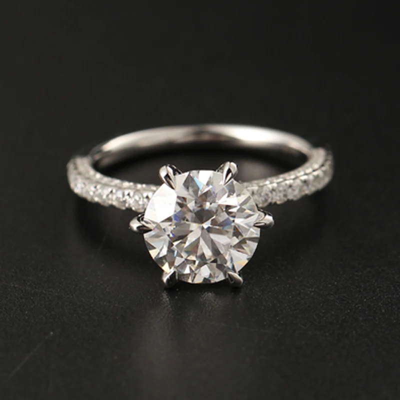 High fashion customized Platinum / 18k Solid Gold 1.2/2/3/4/5 Carat Cut Moissanite  Wedding Bridal Ring Jewelry