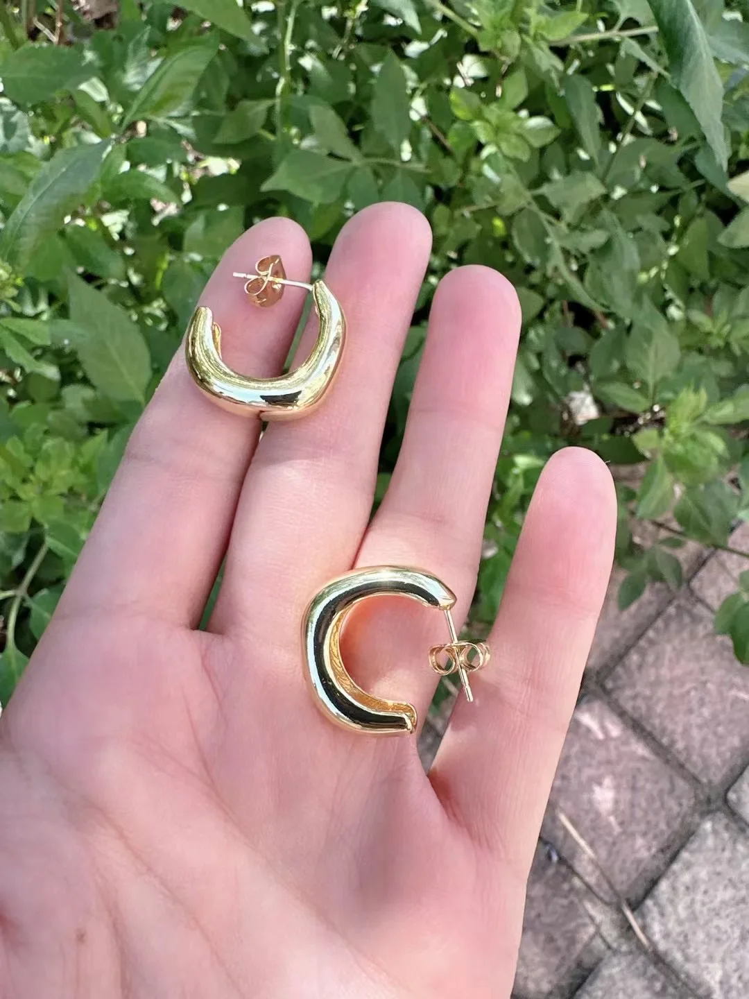 18k gold/silver plated mirror earrings luxury c-shape ball irregular geometry for women simple style brass no fade