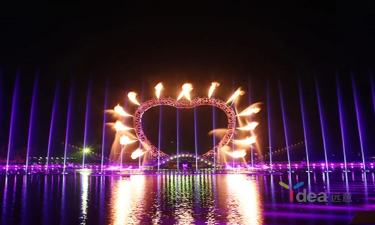 DMX control safe artificial fire flame musical water fountain