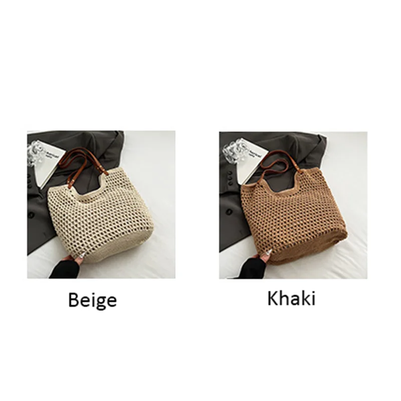 Retro handmade woven bag leisure cotton line shoulder bag woolen Tote bag for shopping