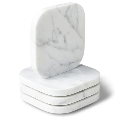 Factory Wholesale Square White Marble Coaster Round Hexagon Marble Coasters For Tea Drink
