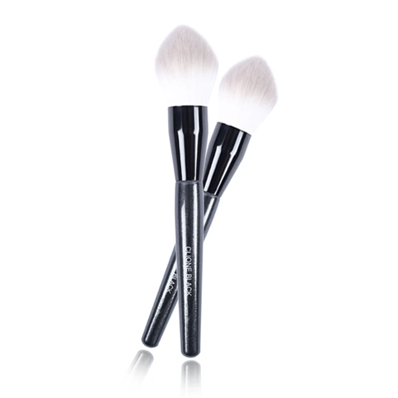 Excellent Quality Vegan & Cruelty-Free Bristles Single Black Powder Makeup Brush Custom Logo  Light Bulb Type Brush
