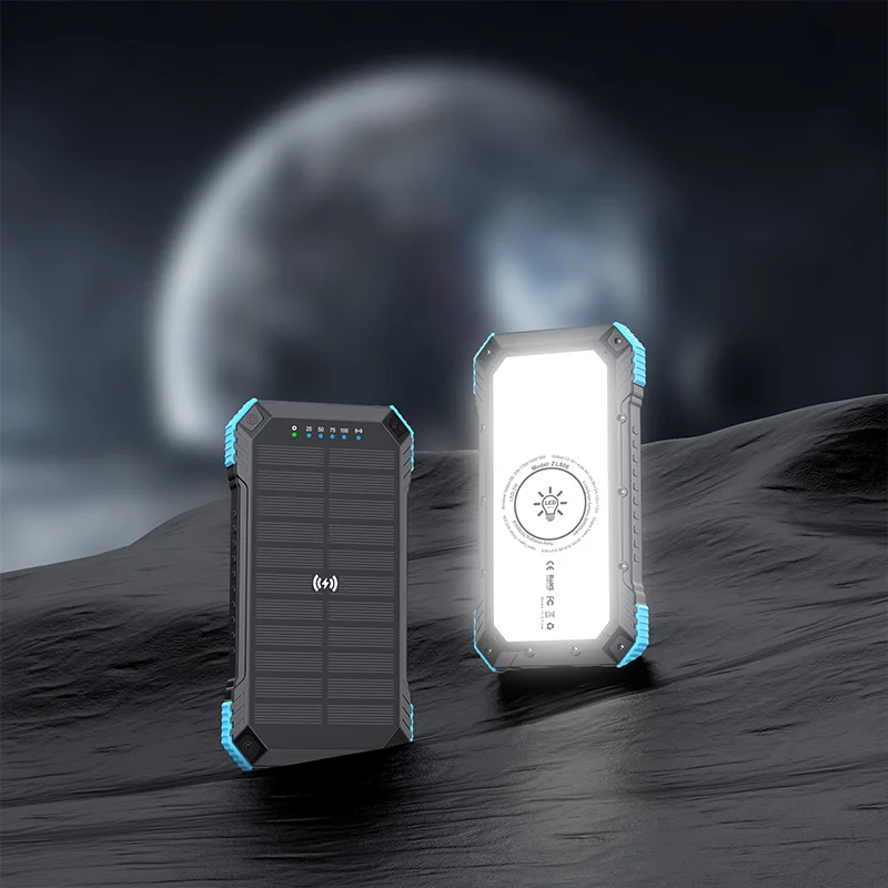 New Design Magsaf 15W Fast Mobile Phone Wireless Charger with LED Light 20000Mah Solar Power Bank