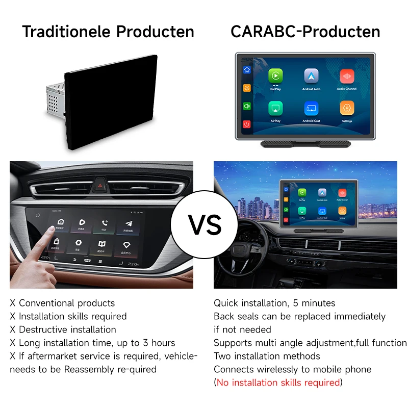 Maustor Universal 9 inch CarPlay Screen for Car Compatible with Wireless CarPlay & Android IPS Touch Screen Car Mp5 Player