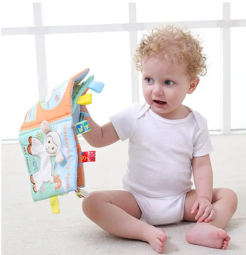 Книжка из нетоксичной ткани для детей моющаяся мягкая обучающая детская книга с изображением